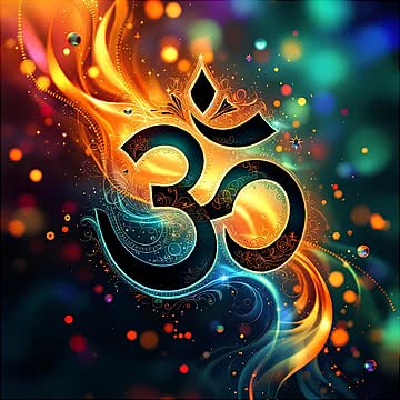 pngtree golden om blue outline vibrant swirls image 17054919